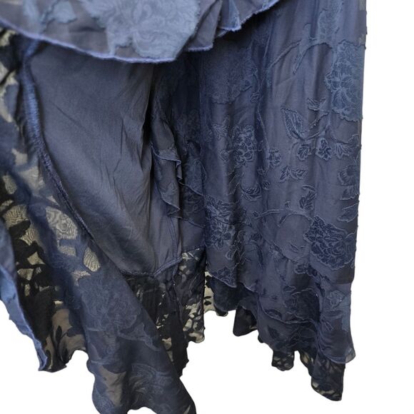 Grace Karin Womens S Dark Blue Floral Faux Wrap Ruffle Sleeveless High Low Dress - Picture 8 of 16